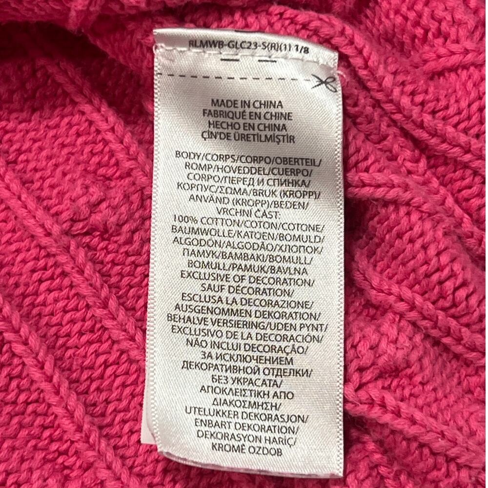 Polo Ralph Lauren Womens Size Medium Pink Cotton Cable Neck V Neck Sweater - Picture 5 of 7